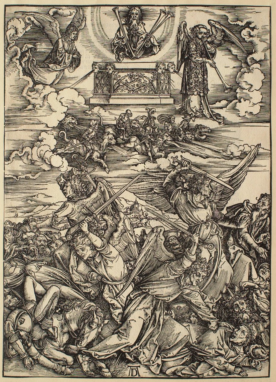 De Apocalyps: de vier wrekende engelen door Albrecht Dürer
