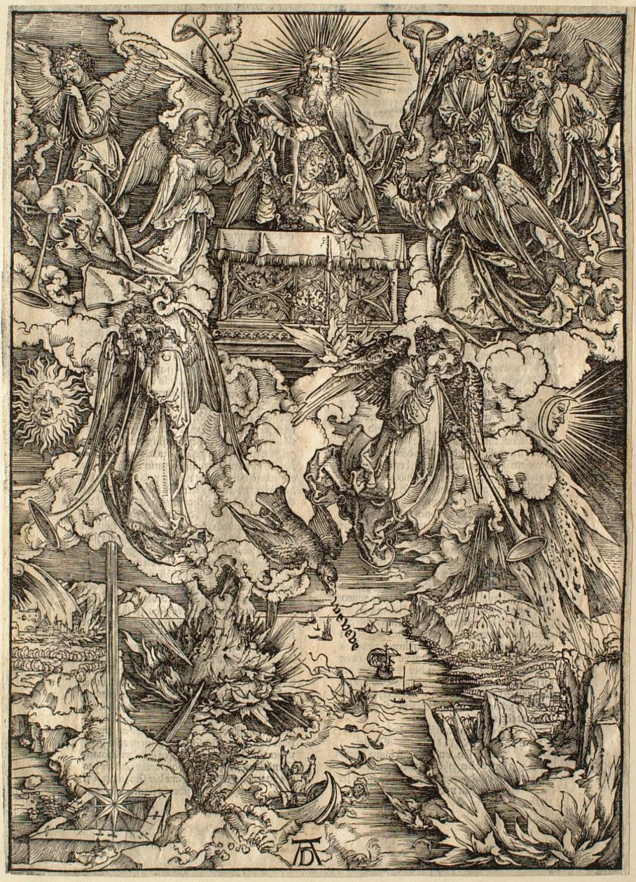 De Apocalyps: de zeven engelen met de trompetten door Albrecht Dürer