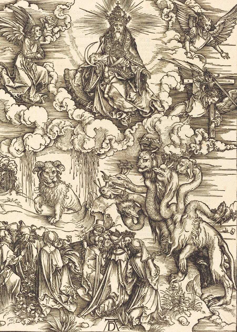 Het beest met twee horens als een lam door Albrecht Dürer
