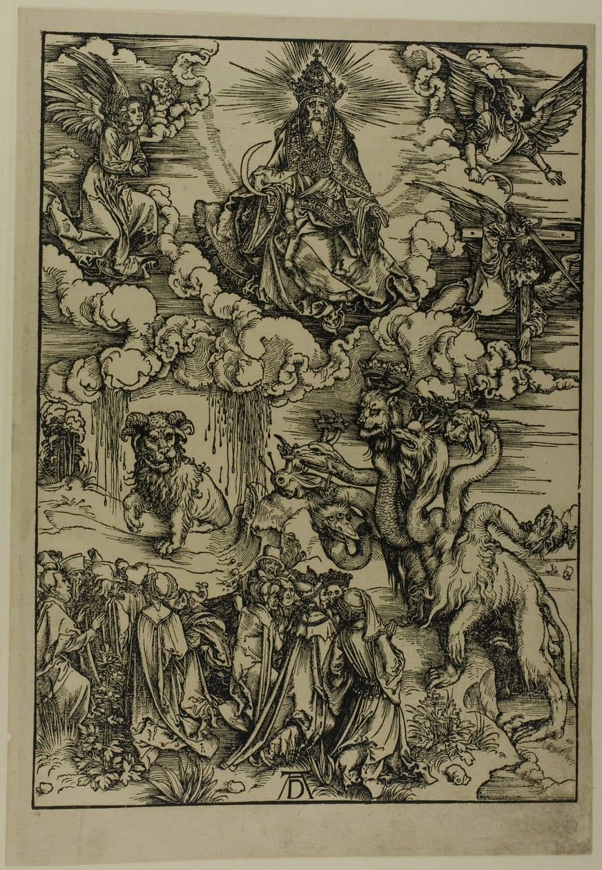 Het Beest met Twee Horens als een Lam, uit De Apocalyps door Albrecht Dürer