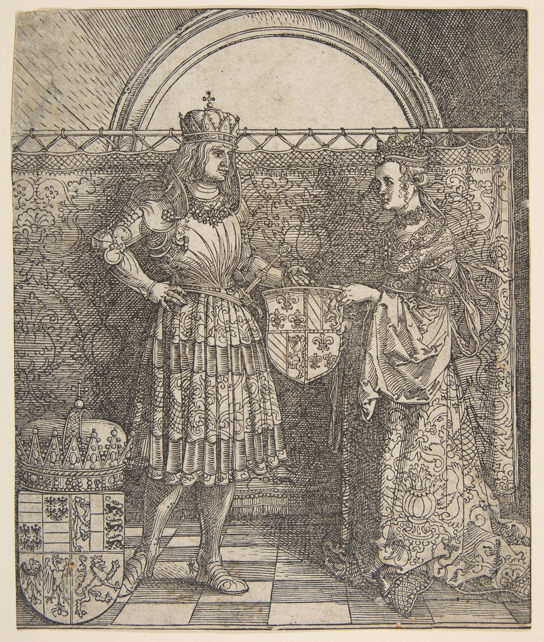 De Verloving van Maria van Bourgondië uit de Triomfboog van Keizer Maximiliaan I, 1515 door Albrecht Dürer