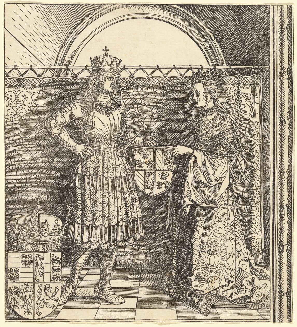 De verloving van Maximiliaan met Maria van Bourgondië door Albrecht Dürer
