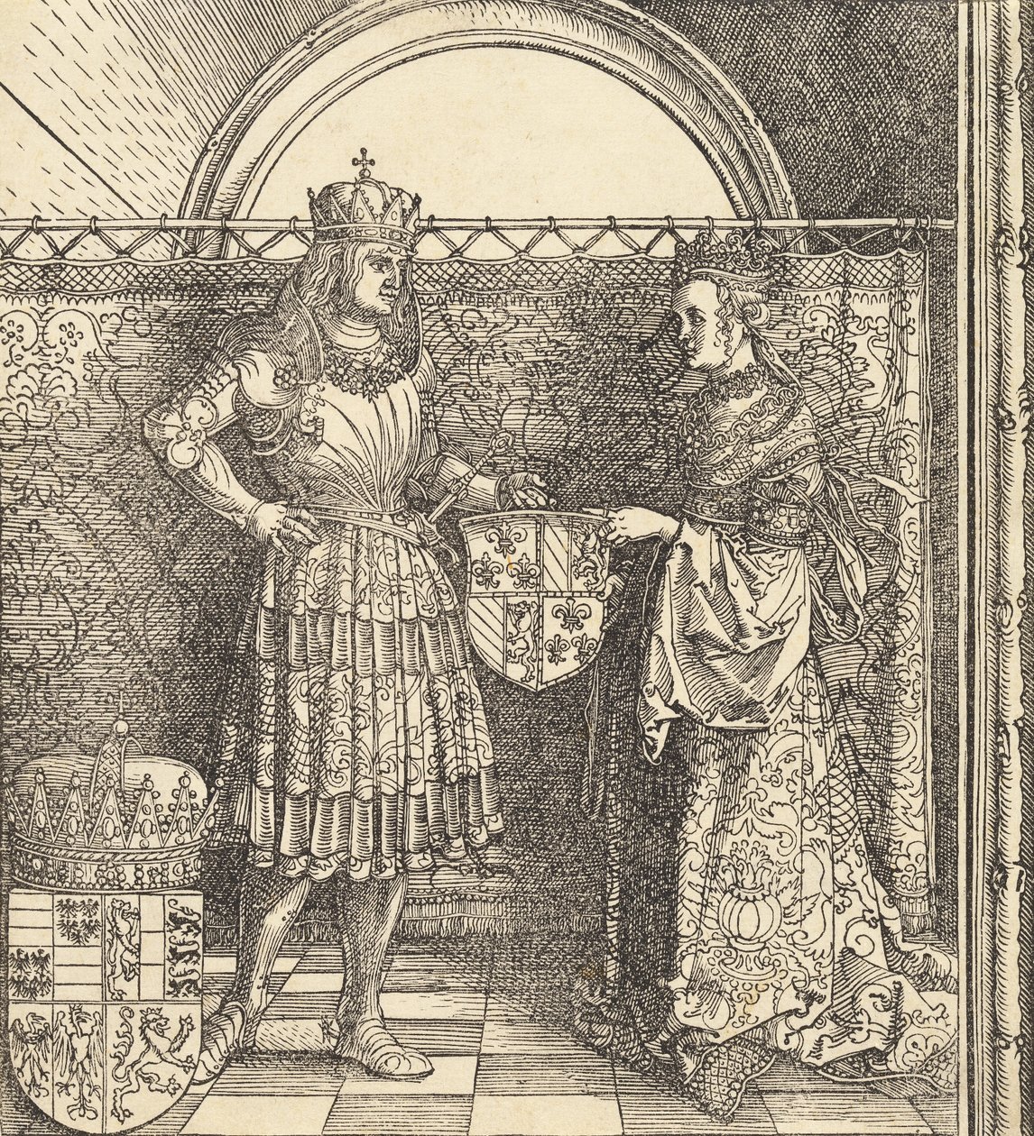 De verloving van Maximiliaan met Maria van Bourgondië door Albrecht Dürer