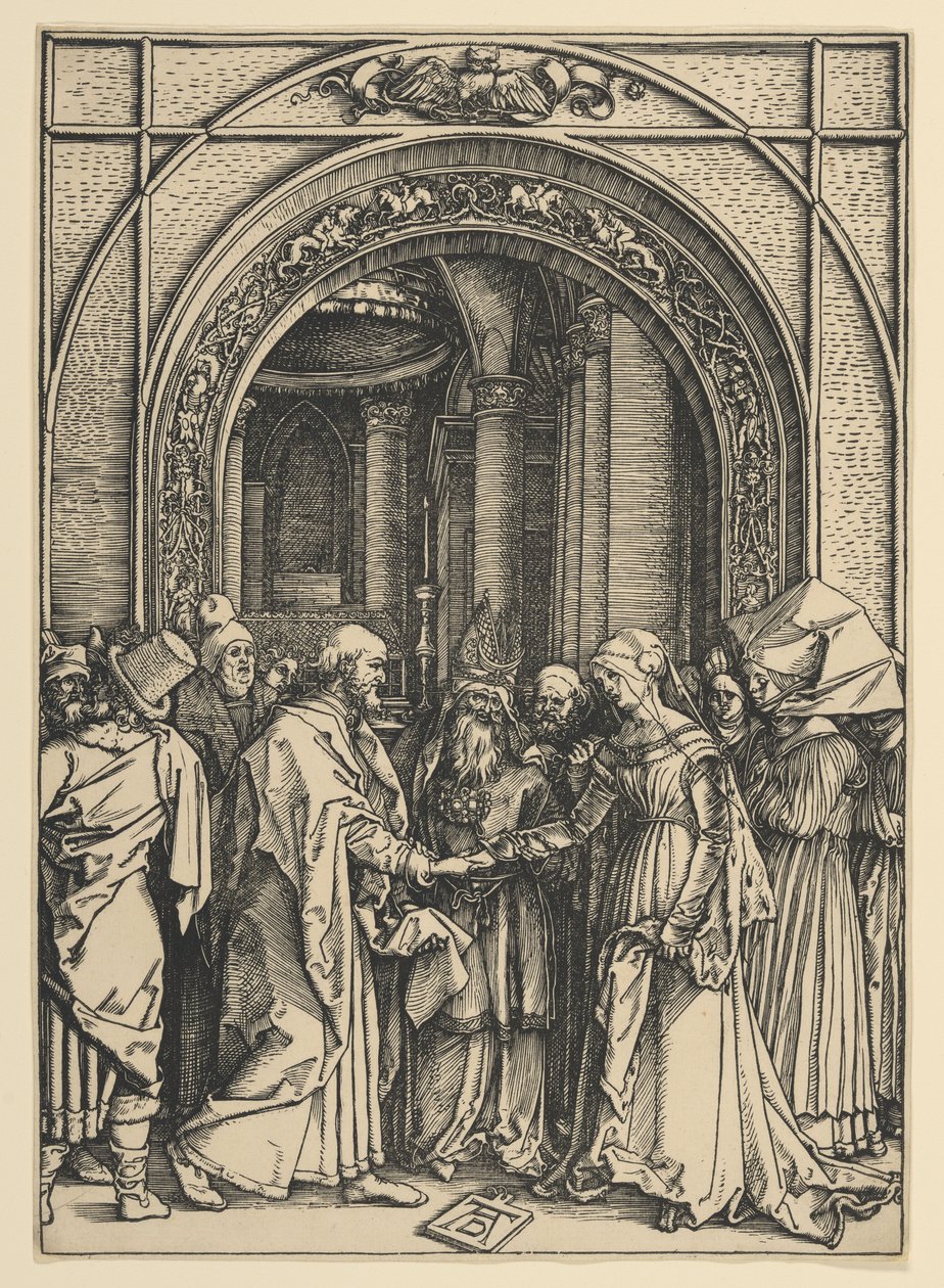 De verloving van de Maagd, uit *Het leven van de Maagd* door Albrecht Dürer