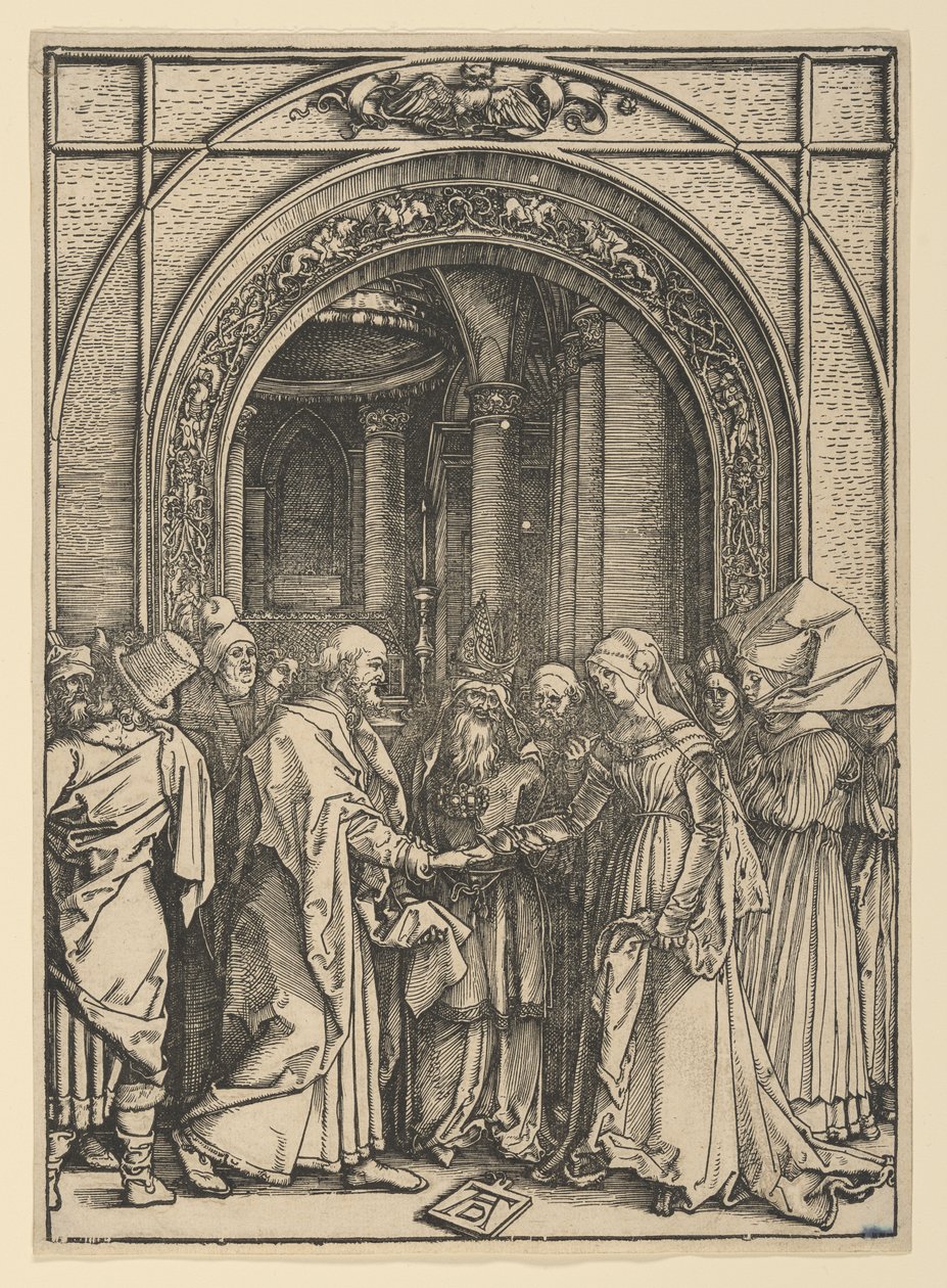 De verloving van de Maagd, uit *Het leven van de Maagd* door Albrecht Dürer