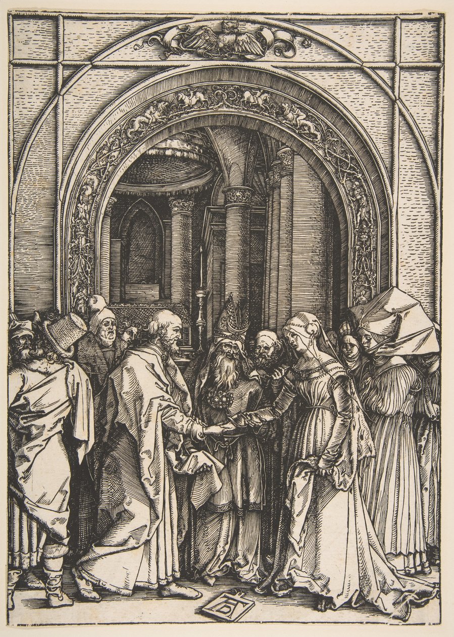 De verloving van de Maagd, uit „Het leven van de Maagd“ door Albrecht Dürer