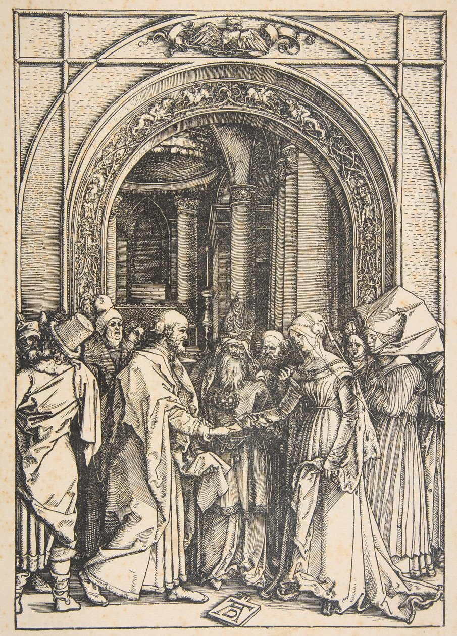 De verloving van de Maagd, uit "Het leven van de Maagd" door Albrecht Dürer
