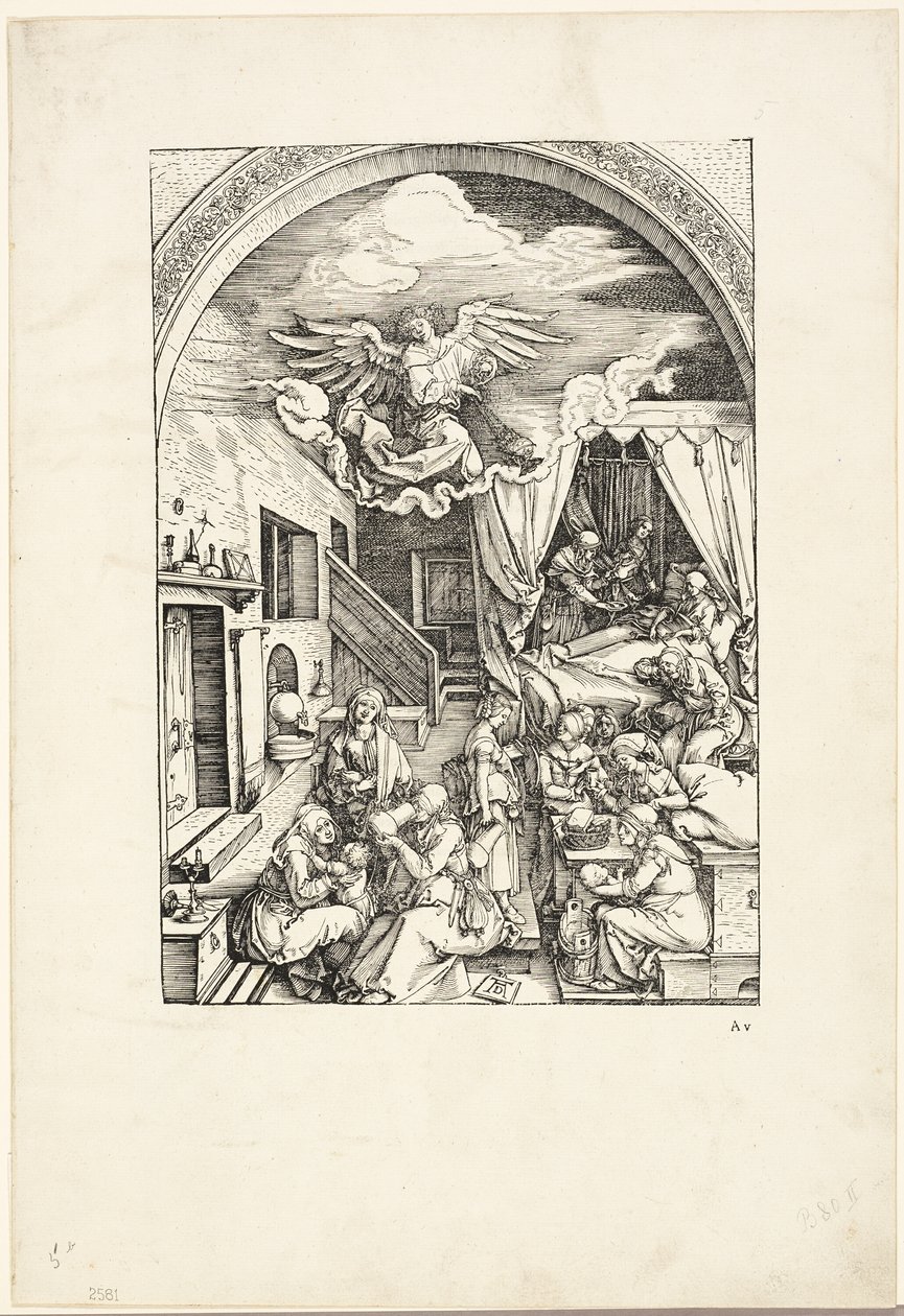 De Geboorte van de Maagd, uit Het Leven van de Maagd door Albrecht Dürer