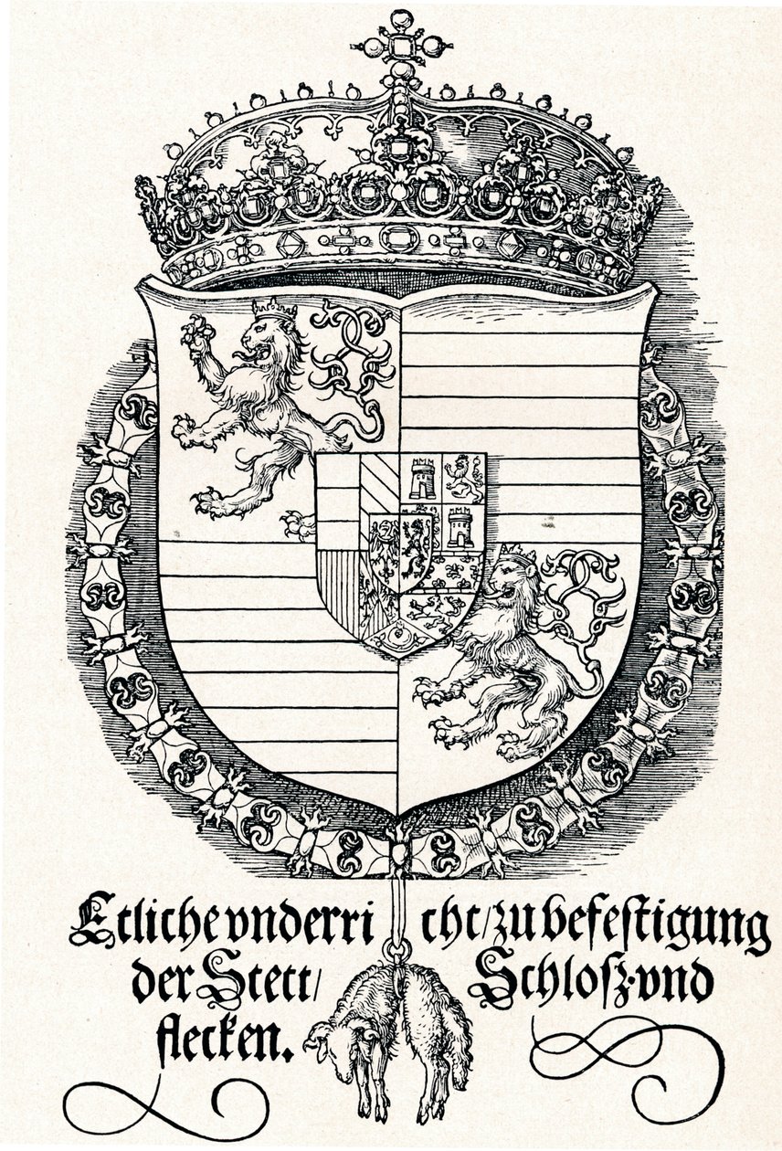 Het wapen van Ferdinand I, koning van Hongarije en Bohemen door Albrecht Dürer