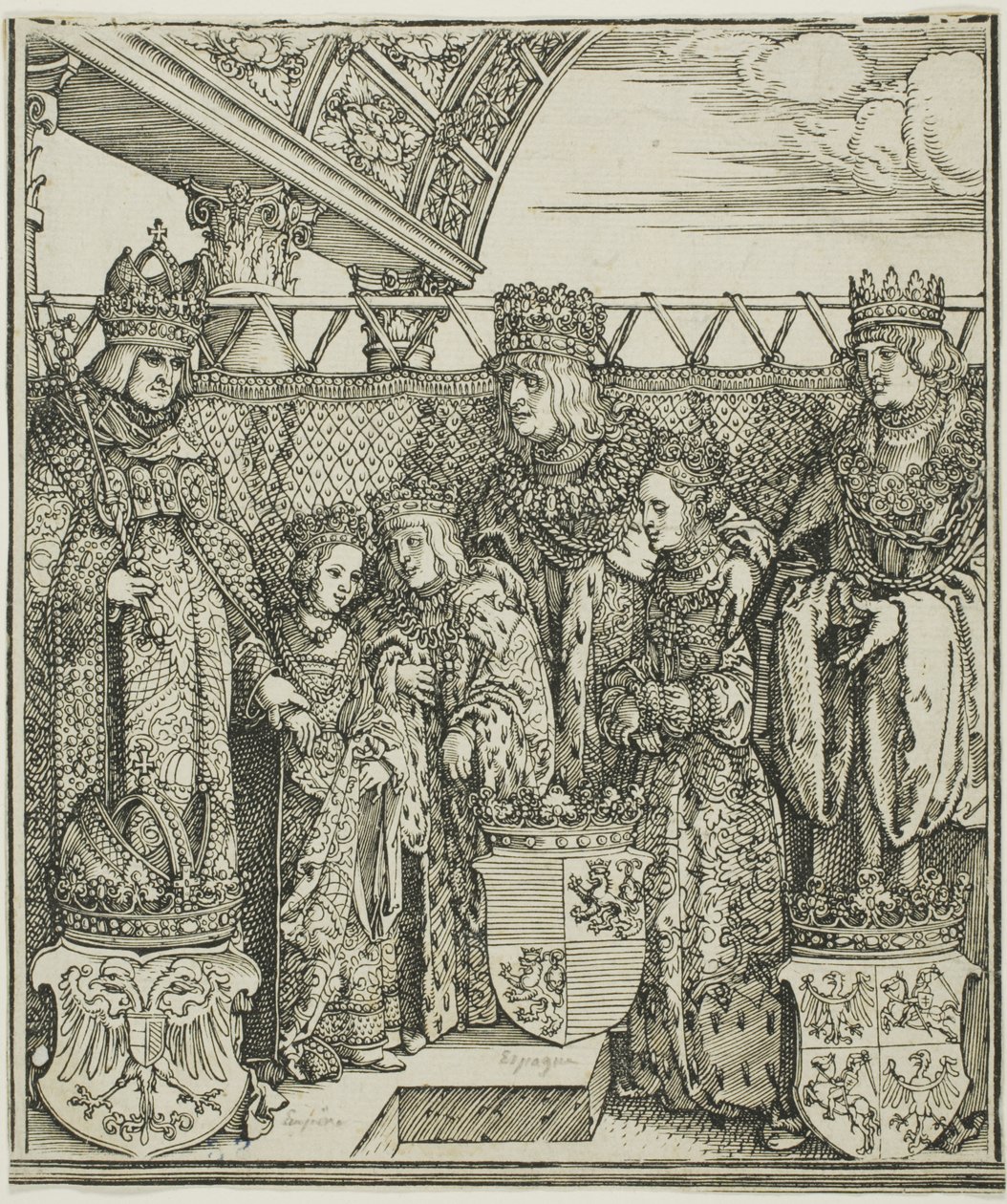 Het Congres en Dubbele Verloving in Wenen, uit De Triomfboog van Maximiliaan I door Albrecht Dürer