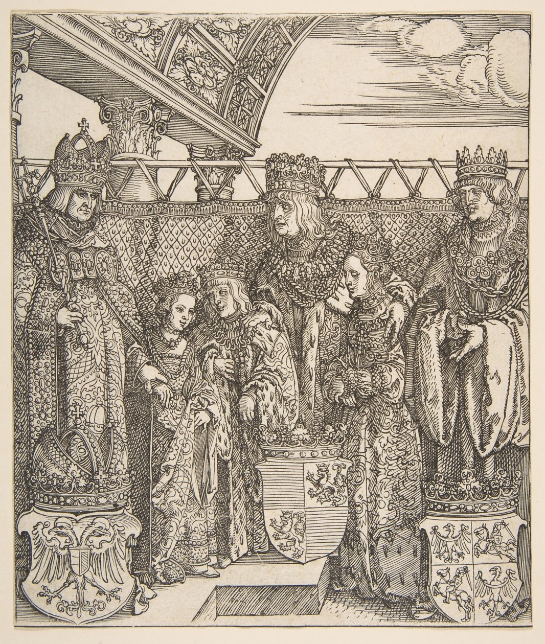 Het congres van prinsen in Wenen, uit de Triomfboog van keizer Maximiliaan I, 1515 door Albrecht Dürer
