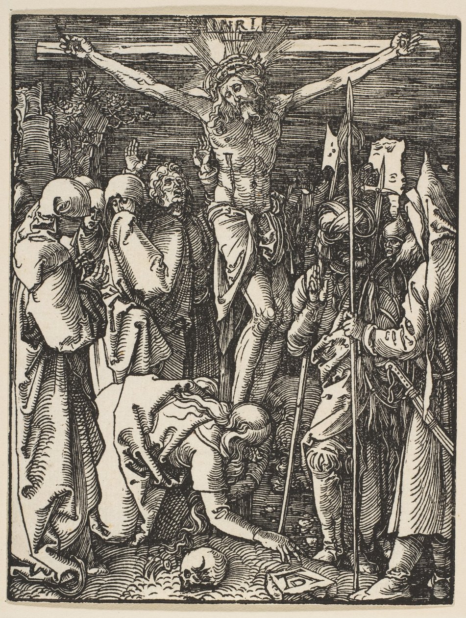 De kruisiging, uit „De Kleine Passie“ door Albrecht Dürer