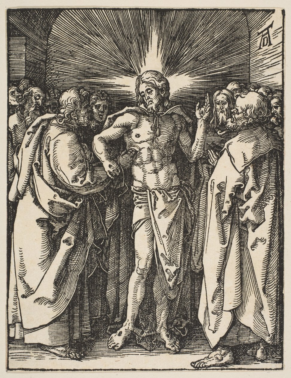 De twijfelende Thomas, uit „The Small Passion“ door Albrecht Dürer