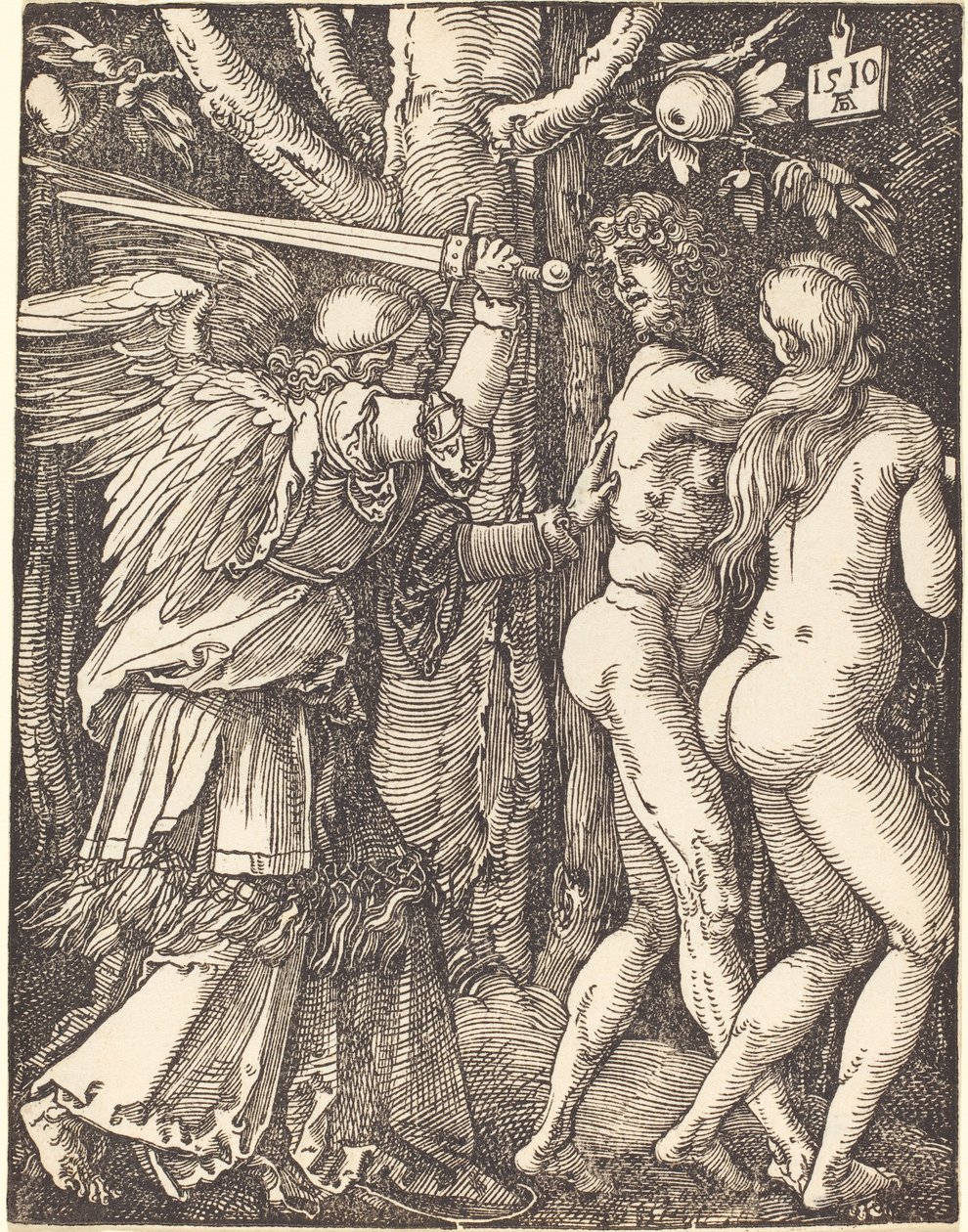De verdrijving uit het paradijs, uit De kleine passie door Albrecht Dürer