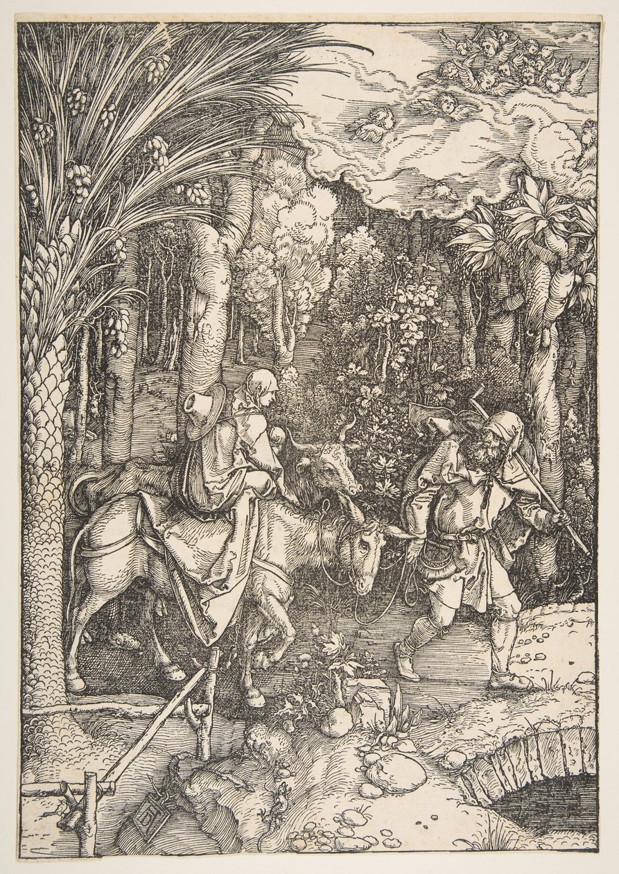 De Vlucht naar Egypte, uit Het Leven van de Maagd, uit de Latijnse Editie, 1511 door Albrecht Dürer