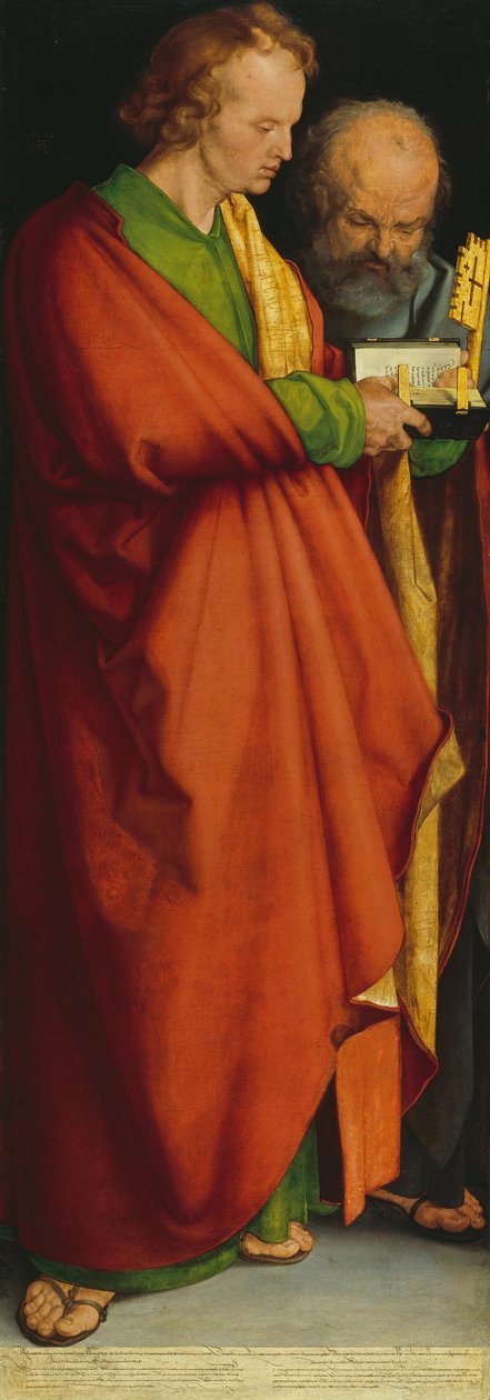De vier apostelen, de heiligen Johannes en Petrus door Albrecht Dürer