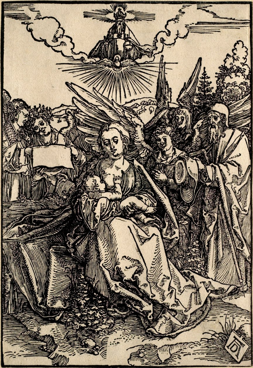 De Heilige Familie met vijf engelen door Albrecht Dürer