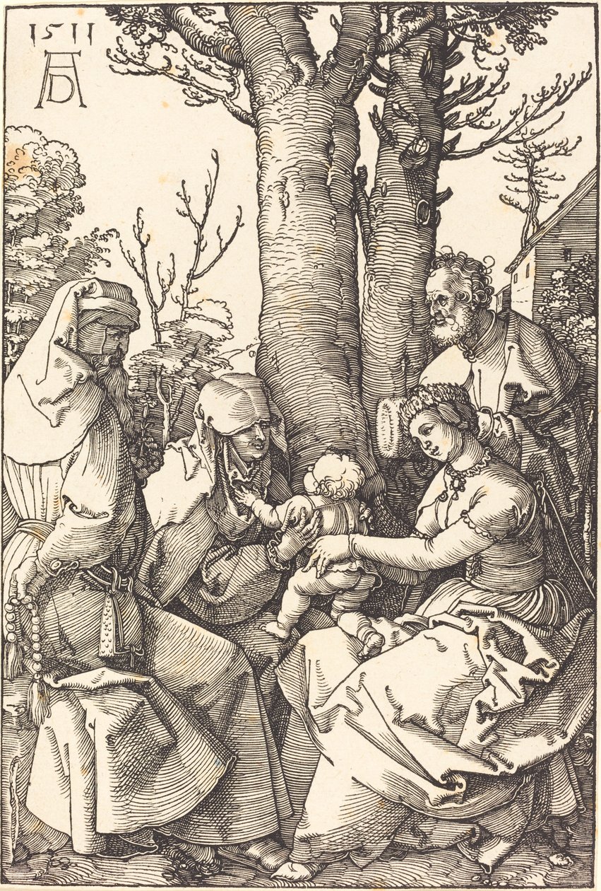 De Heilige Familie met Joachim en Anna onder een Boom door Albrecht Dürer