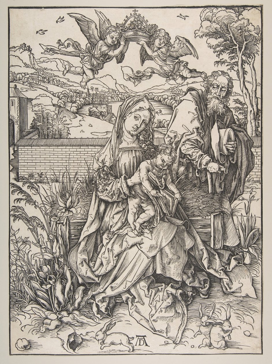 De Heilige Familie met Drie Hazen, ca. 1497-98 door Albrecht Dürer