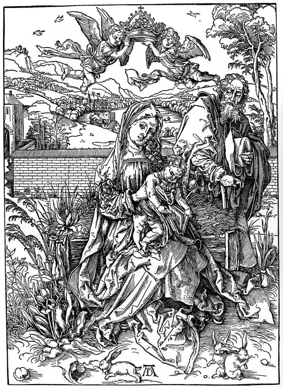 De Heilige Familie met de Drie Hazen, 1497, 1936 door Albrecht Dürer