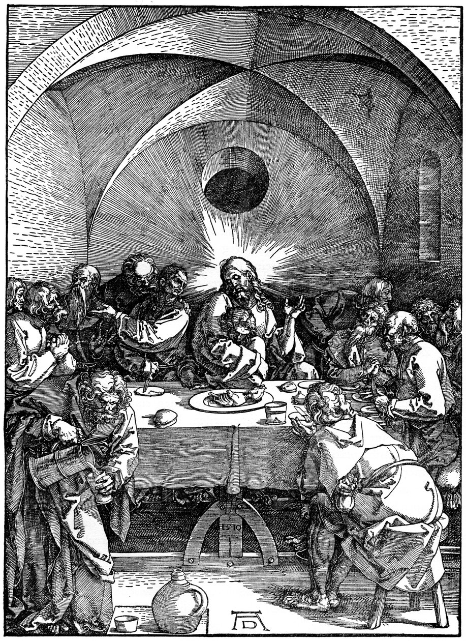 Het Laatste Avondmaal uit de Grote Passie serie door Albrecht Dürer