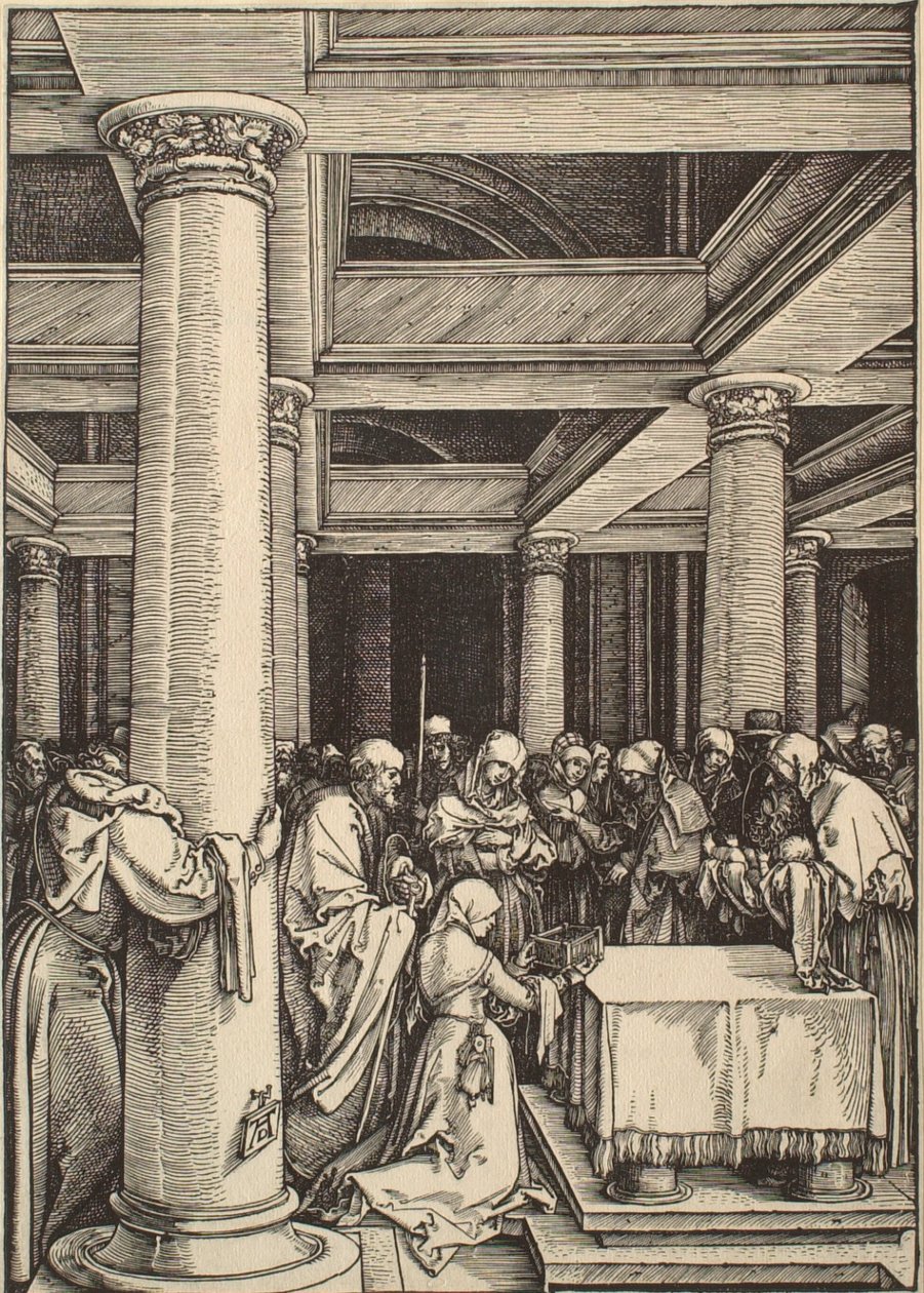 Het leven van de Maagd: De opdracht in de tempel door Albrecht Dürer