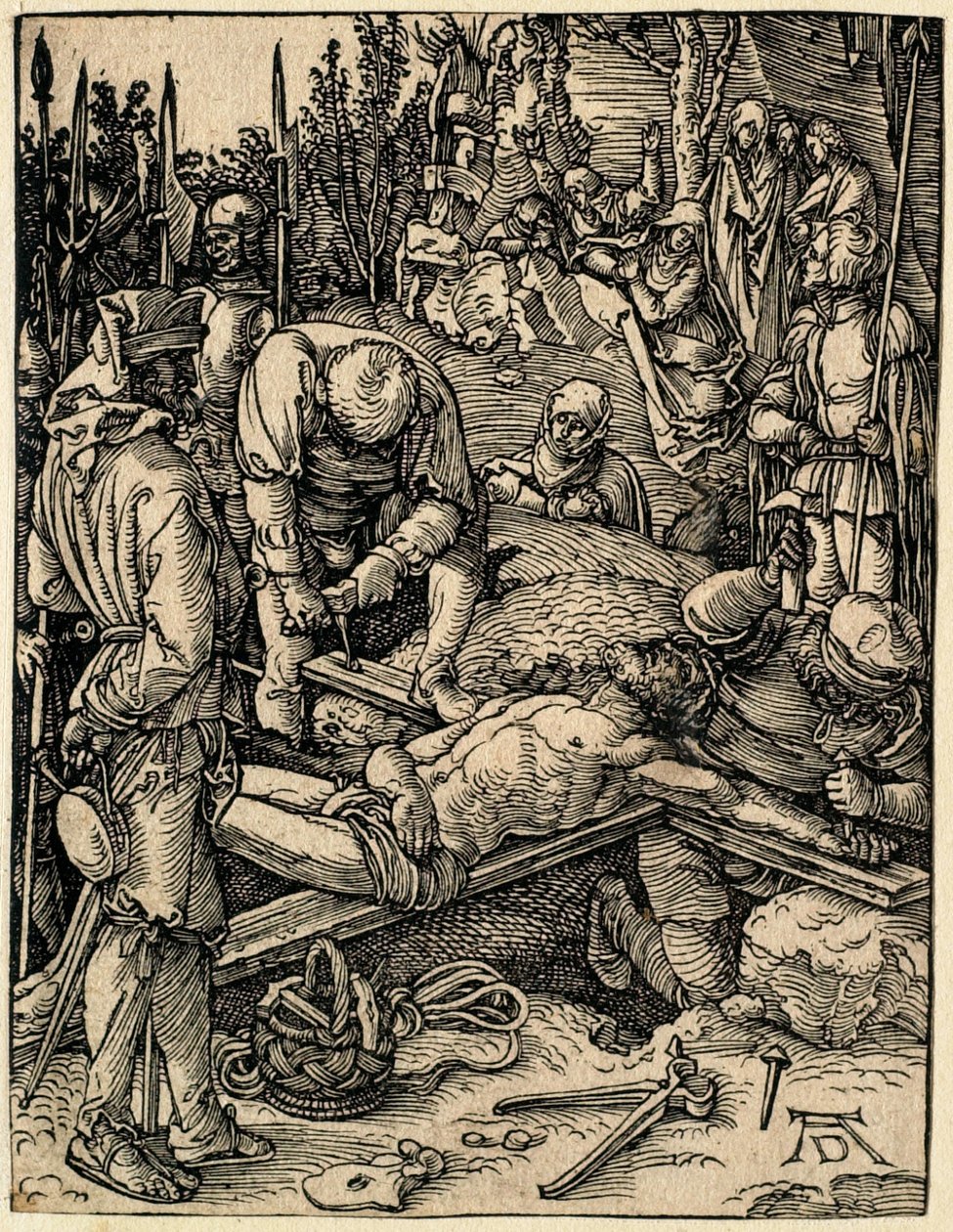 De Kleine Passie: Christus aan het kruis genageld door Albrecht Dürer