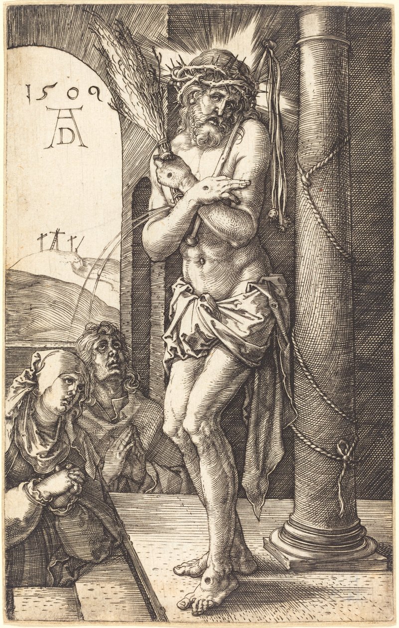 De Man van Smarten Staand bij de Kolom door Albrecht Dürer
