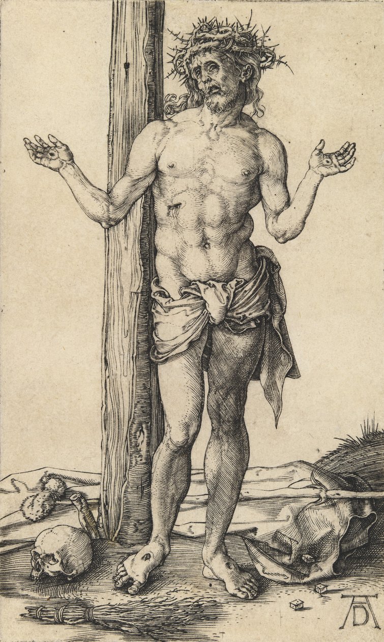 De man van smarten met uitgestrekte armen, ca. 1500 door Albrecht Dürer