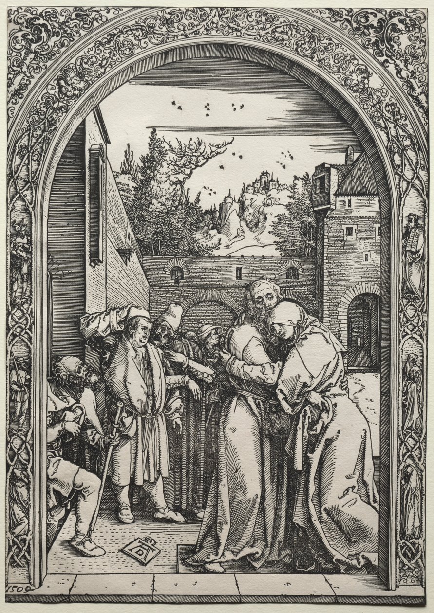 De ontmoeting van Joachim en Anna bij de Gouden Poort, 1504 door Albrecht Dürer