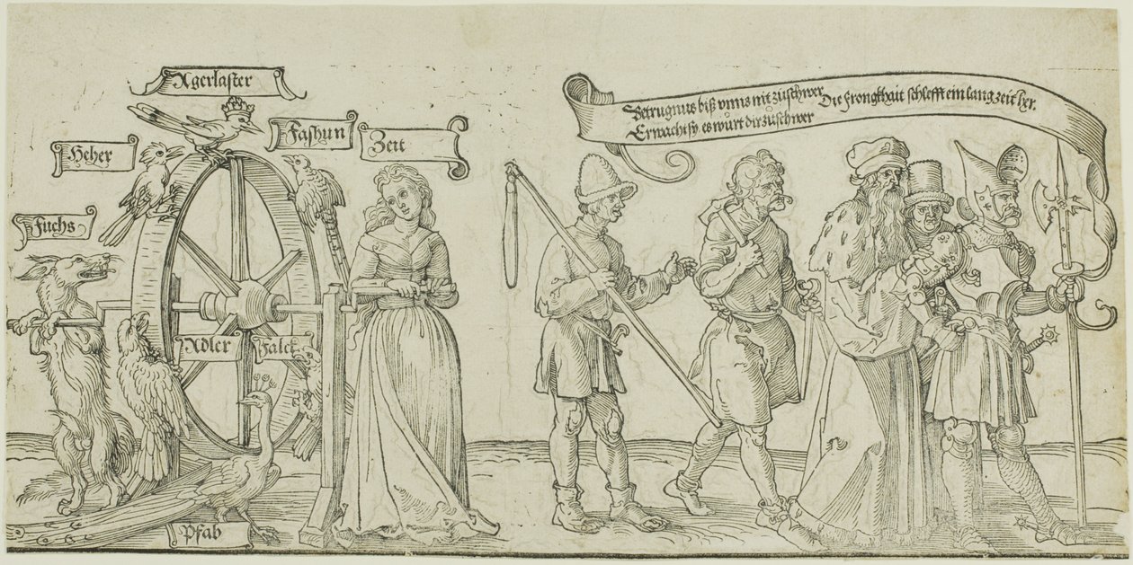Het Michelfeldt-tapijt (Allegorie op sociale onrechtvaardigheid), eerste deel van drie door Albrecht Dürer