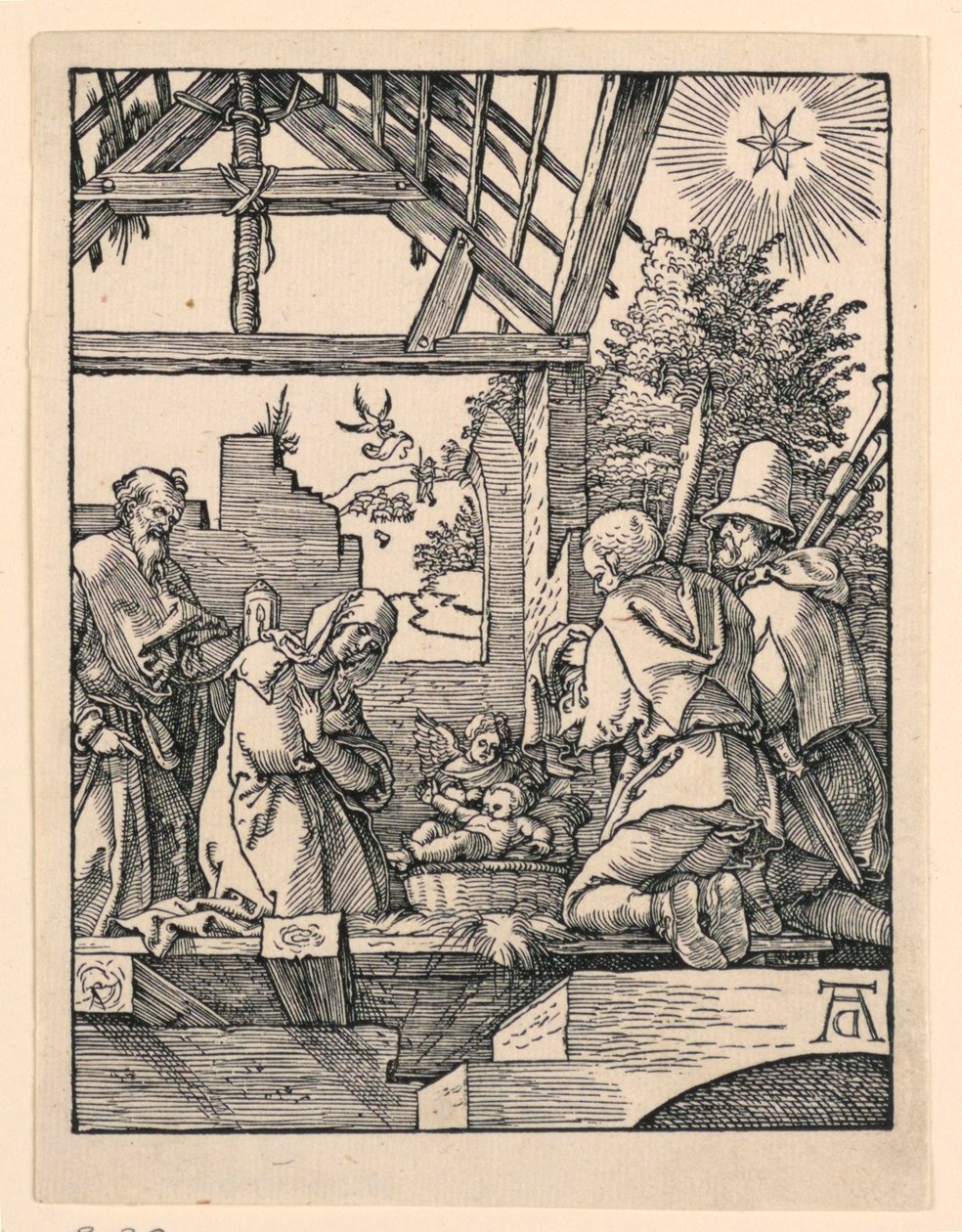 De Geboorte (Aanbidding van de Herders) uit De Kleine Passie Serie door Albrecht Dürer
