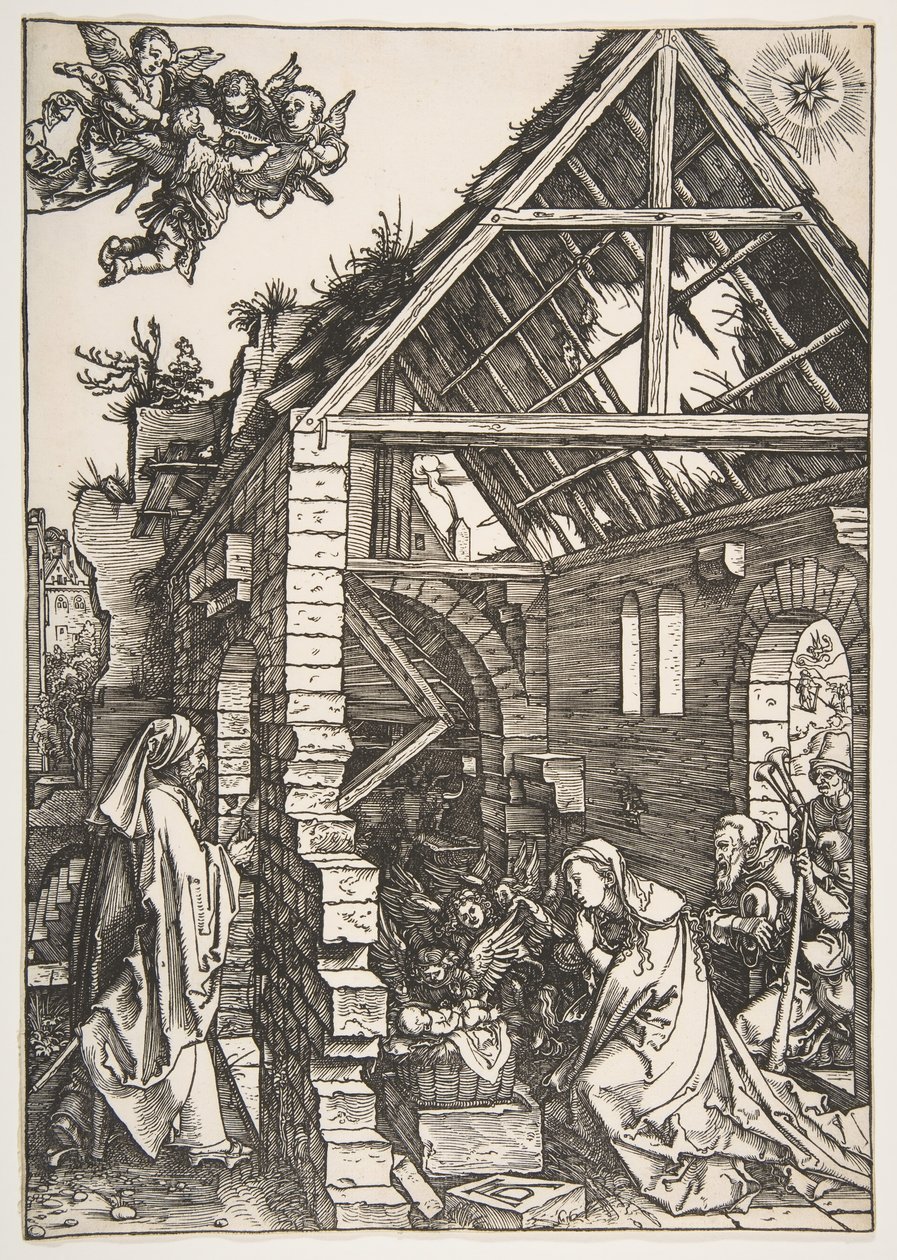 De Geboorte, uit Het Leven van de Maagd, 1502-3 door Albrecht Dürer