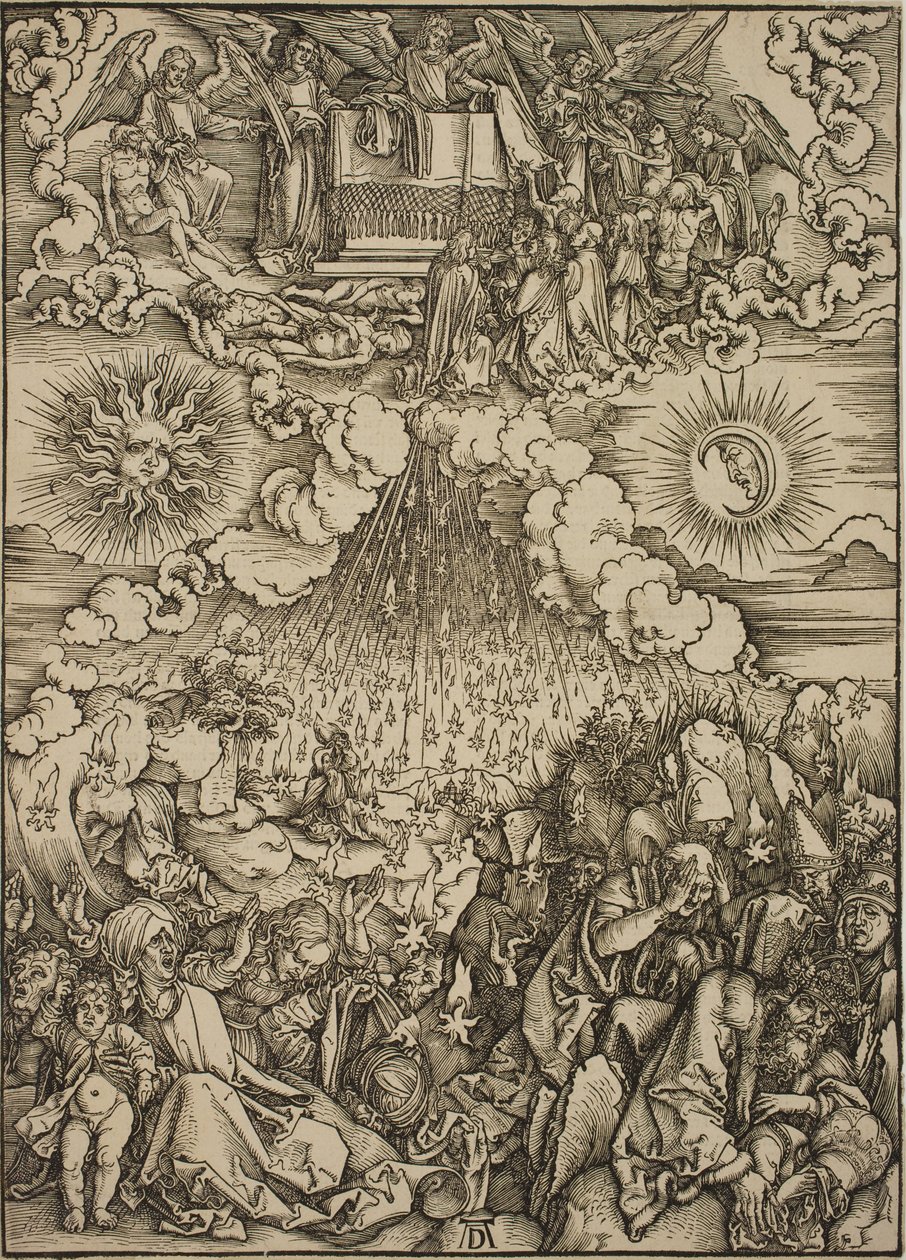 De opening van het vijfde en zesde zegel door Albrecht Dürer