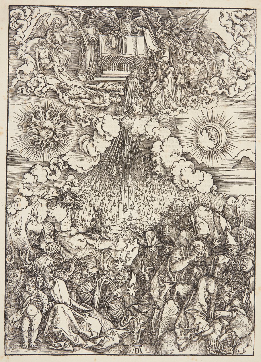De opening van het vijfde en zesde zegel door Albrecht Dürer