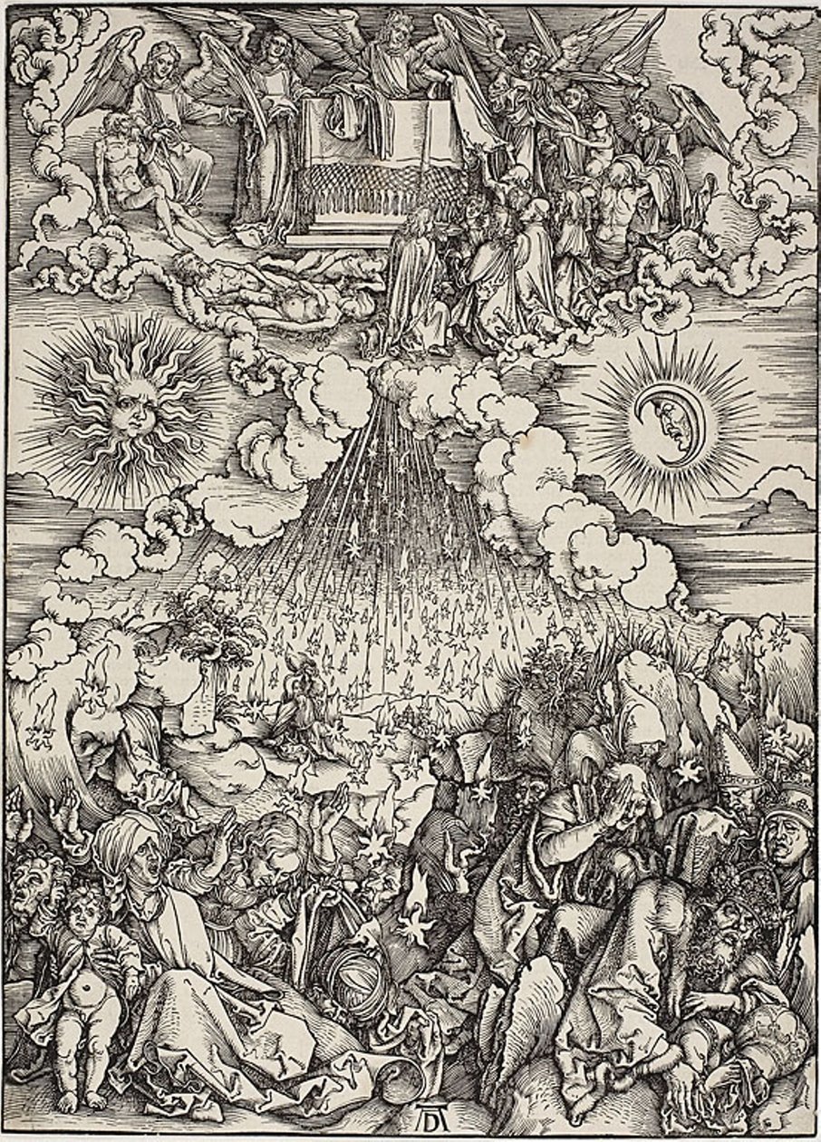 De opening van het vijfde en zesde zegel, uit De Apocalyps door Albrecht Dürer