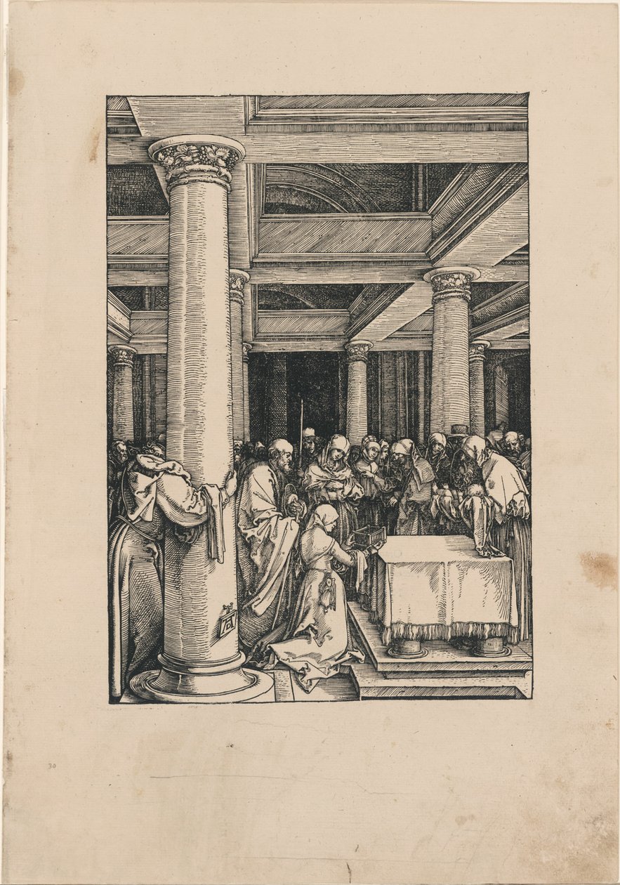 De Presentatie van Christus in de Tempel, uit Het Leven van de Maagd door Albrecht Dürer
