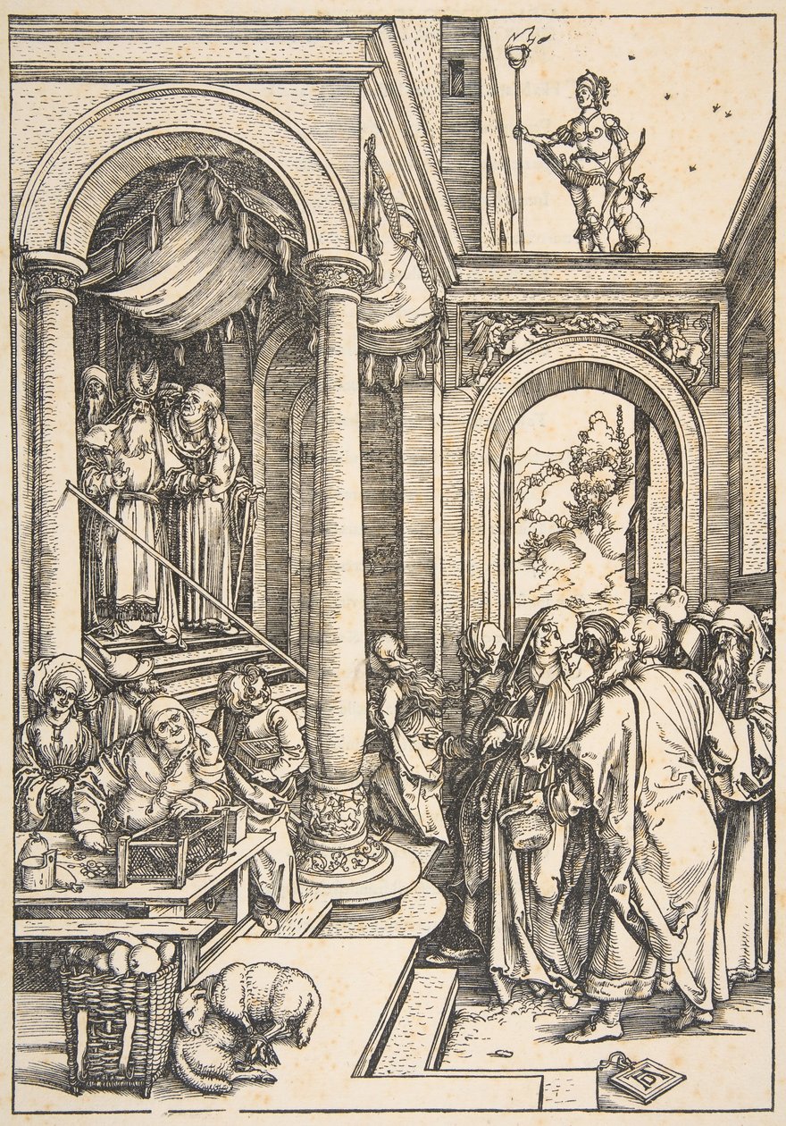 De presentatie van de Maagd in de tempel, uit Het leven van de Maagd door Albrecht Dürer