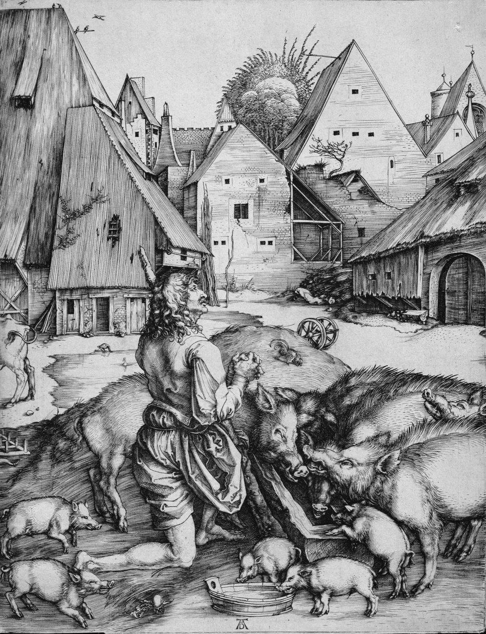 De verloren zoon tussen de varkens door Albrecht Dürer