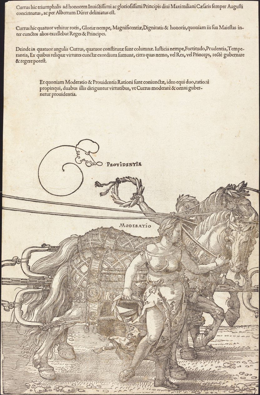 De triomfwagen van Maximiliaan I (De grote triomfwagen) [plaat 3 van 8] door Albrecht Dürer