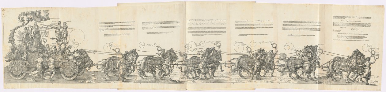 De triomfwagen van Maximiliaan I De grote triomfwagen door Albrecht Dürer