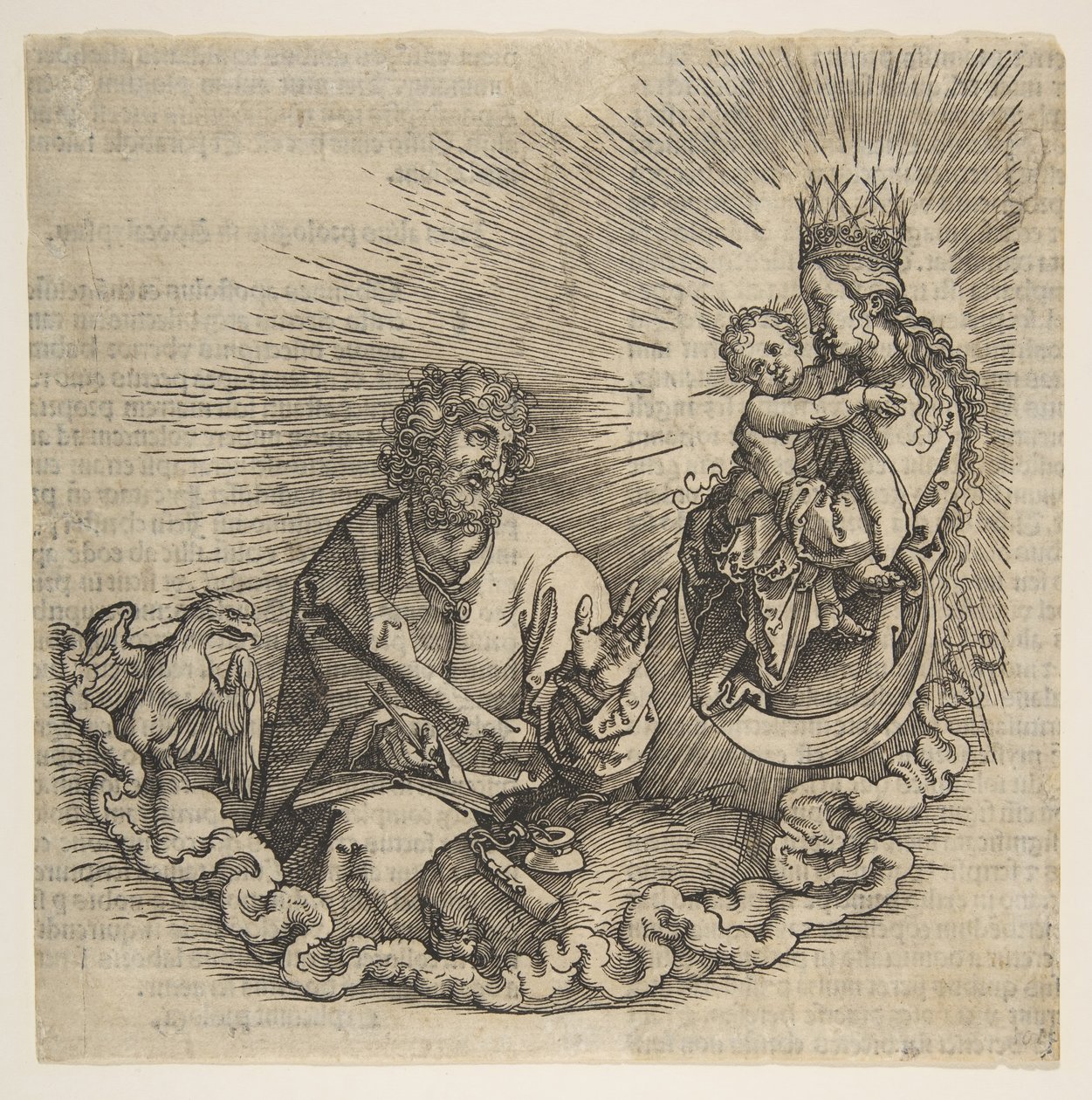 De Maagd verschijnt aan Sint Jan, Frontispice van de Apocalyps, 1511 door Albrecht Dürer