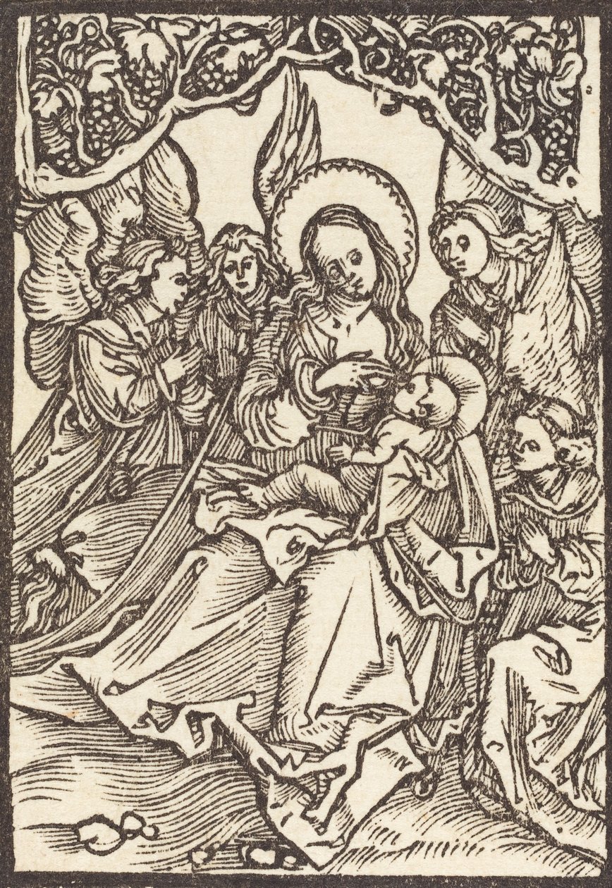 De Maagd die het Christuskind voedt met Vier Engelen, ca. 1500 door Albrecht Dürer