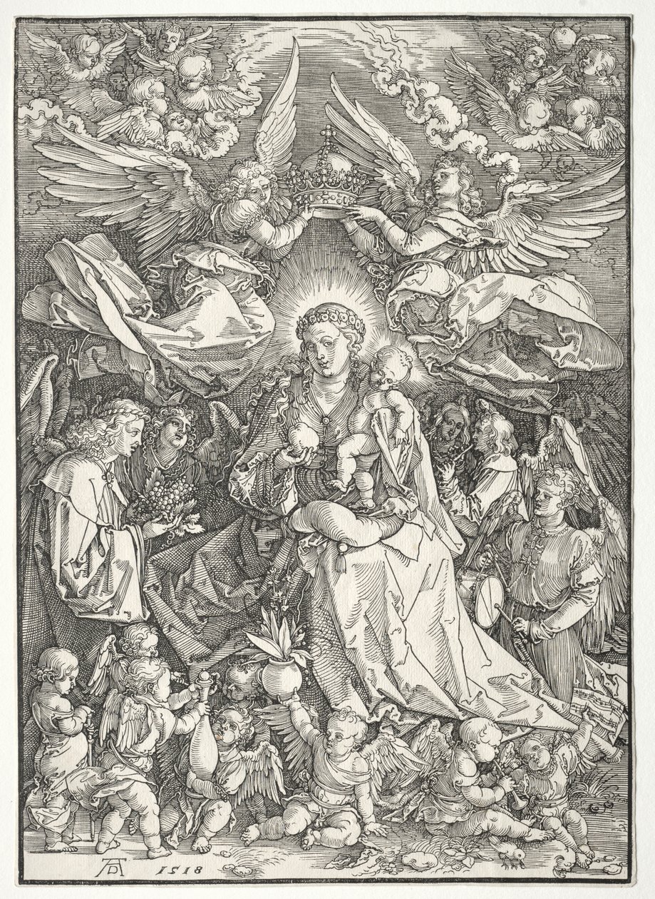 De Maagd omringd door vele engelen door Albrecht Dürer