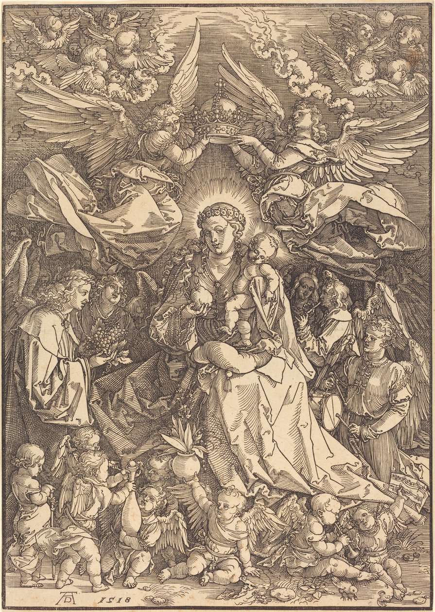 De Maagd omringd door vele engelen door Albrecht Dürer