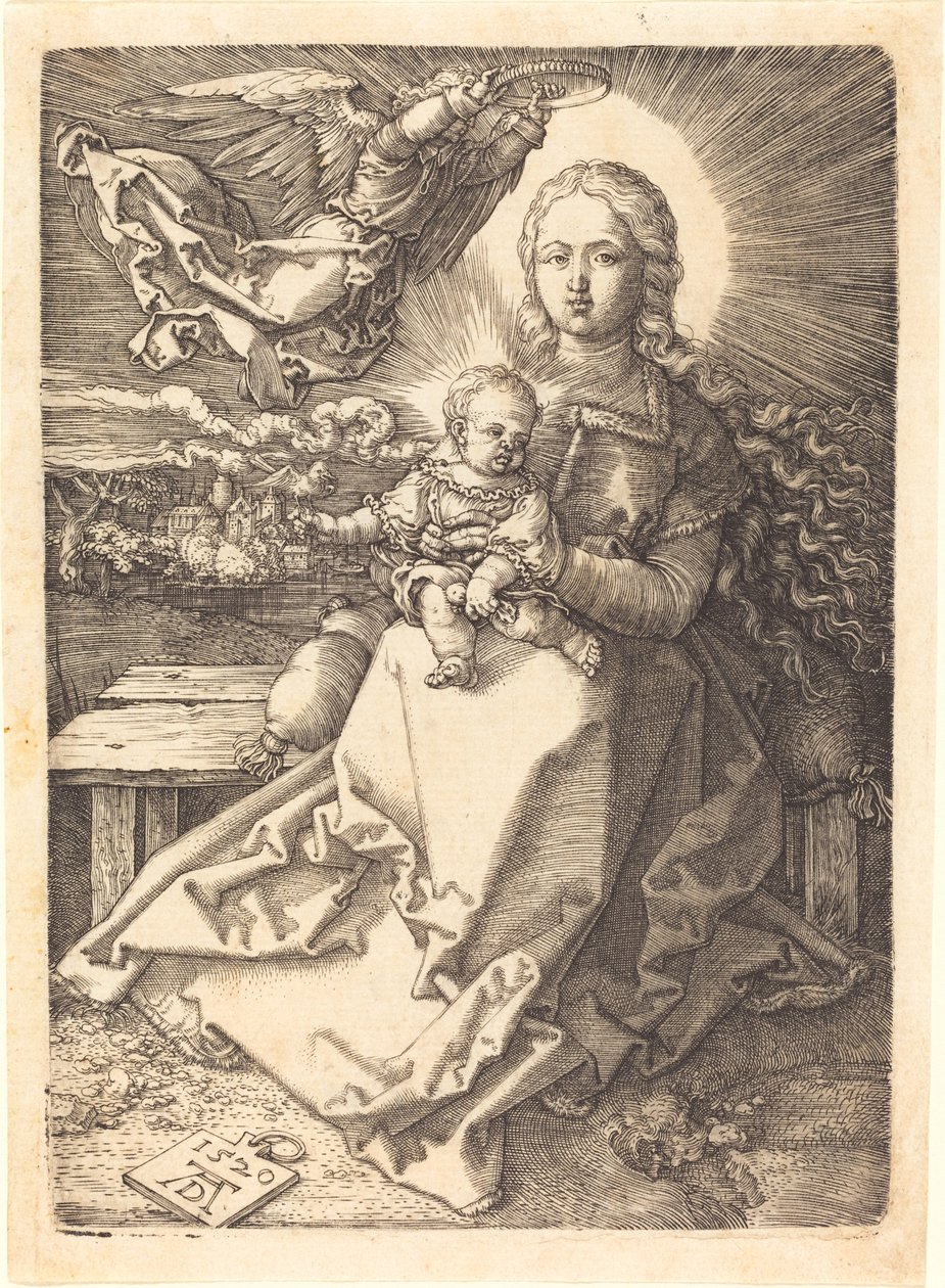 De Maagd en het Kind gekroond door een Engel door Albrecht Dürer