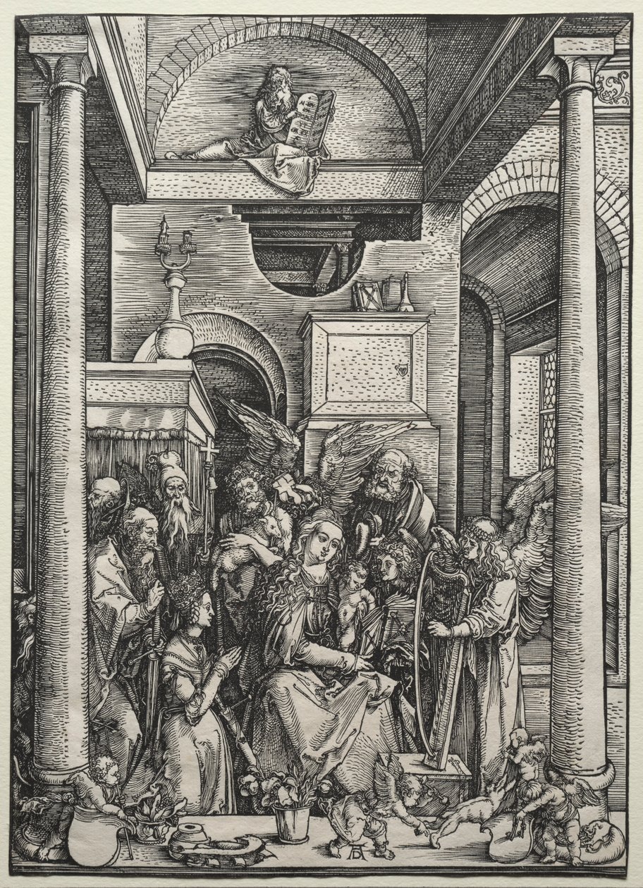 De Maagd en Kind omringd door heiligen en engelen, ca. 1500-1502 door Albrecht Dürer