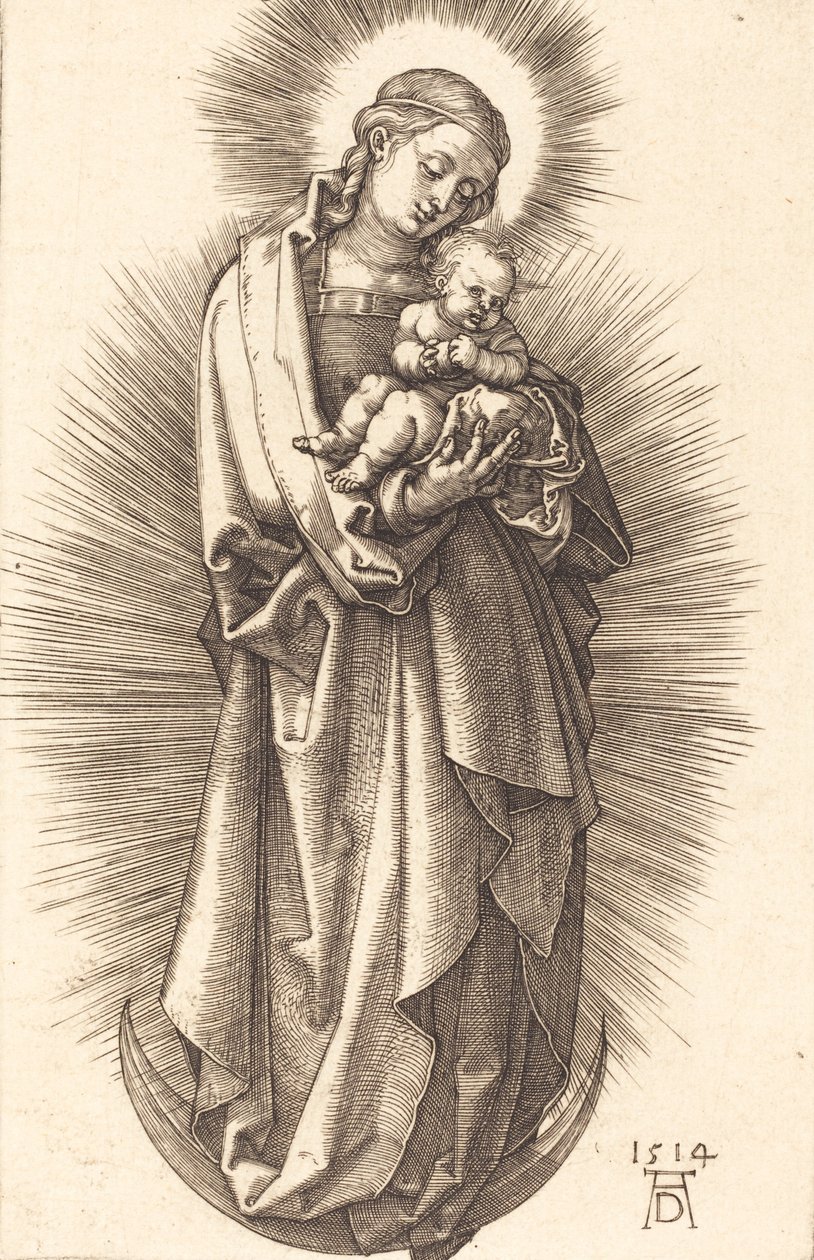 De Maagd en het Kind op een halve maan met een diadeem, 1514 door Albrecht Dürer