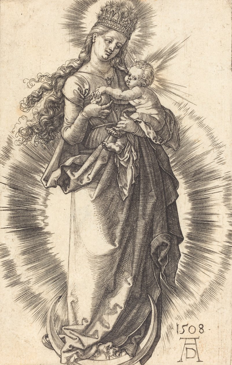 De Maagd en het Kind op een maansikkel met een sterrenkroon, 1508 door Albrecht Dürer