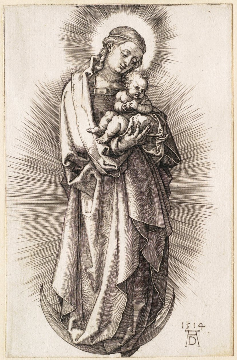 De Maagd met Kind op de maansikkel met een diadeem door Albrecht Dürer